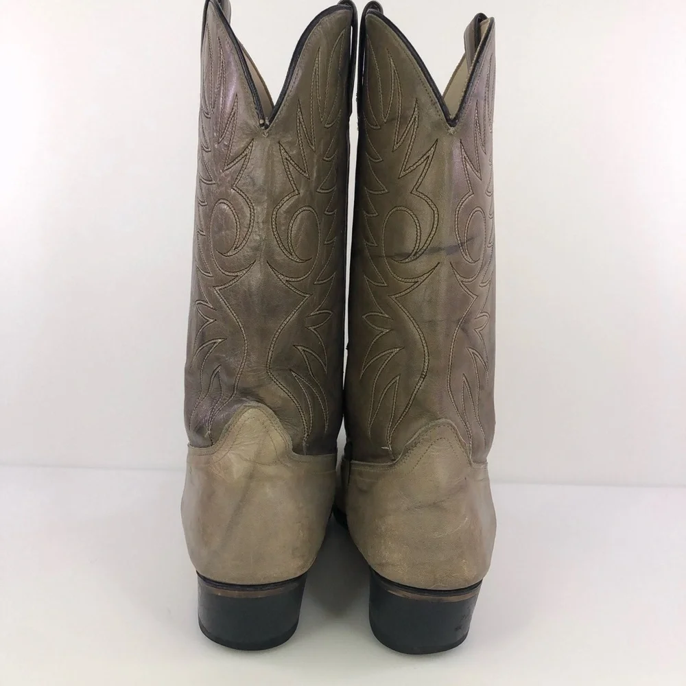 Acme Two Tone Gray Leather Cowboy Western Boots Size 10EW